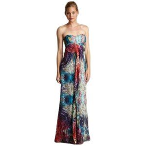 Nicole Miller Silk Strapless Formal Maxi Dress